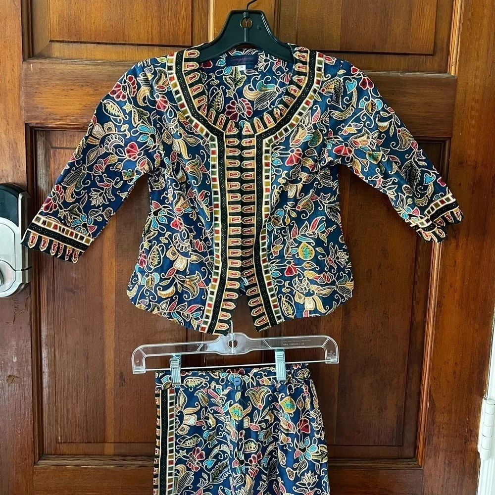 Vintage Kids Outfit Two Piece Set Traditional Top & Skirt Singapore Asian Boho